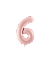 Foil Balloon Number ''6'', 72cm, light pink