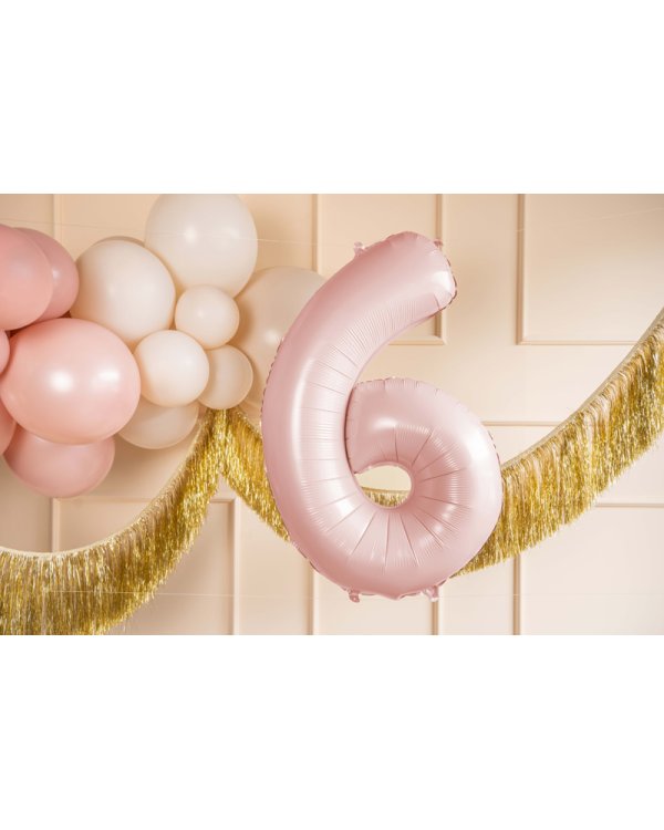 Foil Balloon Number ''6'', 72cm, light pink
