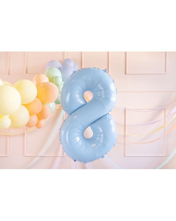 Foil Balloon Number ''8'', 72cm, light blue