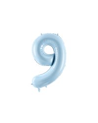 Foil Balloon Number ''9'', 72cm, light blue