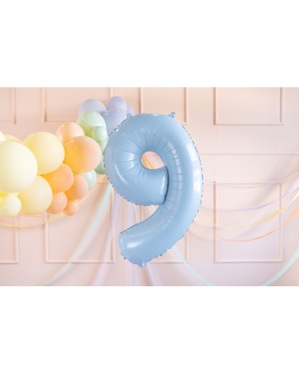 Foil Balloon Number ''9'', 72cm, light blue