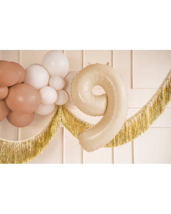 Foil Balloon Number ''9'', 72cm, beige