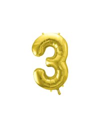 Foil Balloon Number ''3'', 72cm, light gold