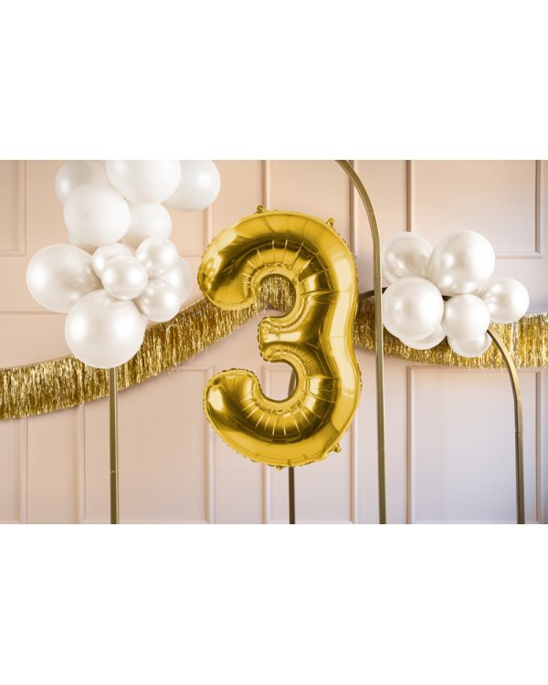Foil Balloon Number ''3'', 72cm, light gold