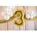 Foil Balloon Number ''3'', 72cm, light gold