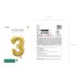 Foil Balloon Number ''3'', 72cm, light gold