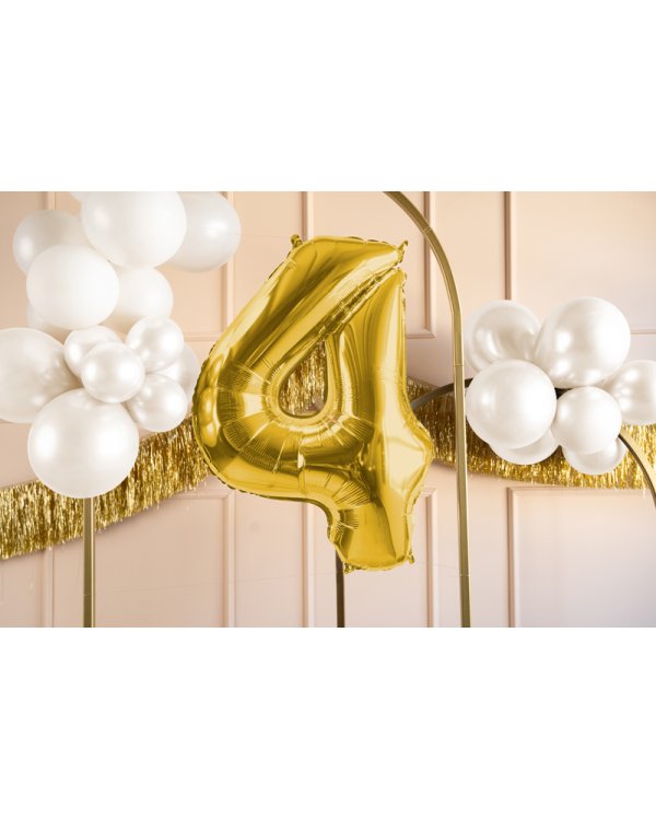 Foil Balloon Number ''4'', 72cm, light gold
