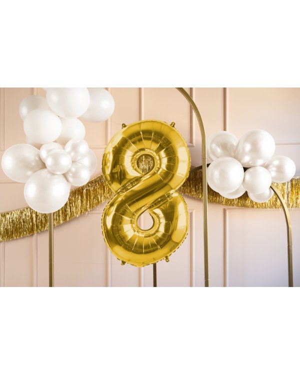 Foil Balloon Number ''8'', 72cm, light gold