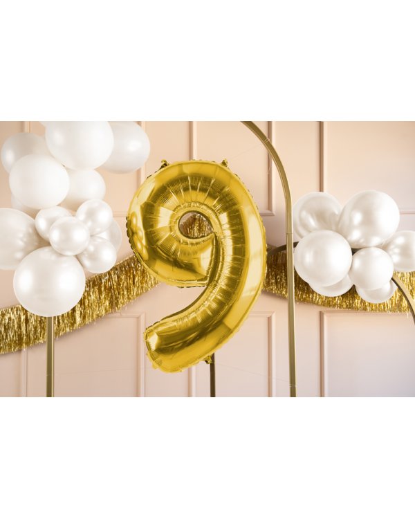 Foil Balloon Number ''9'', 72cm, light gold