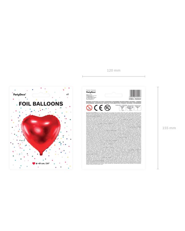 Foil Balloon Heart, 61cm, red