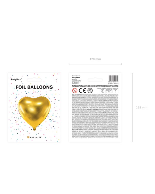 Foil Balloon Heart, 61cm, gold