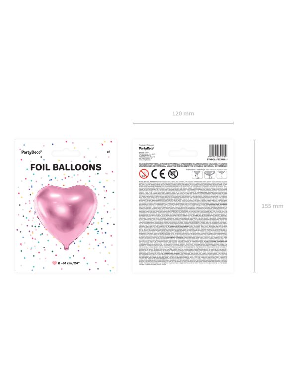 Foil Balloon Heart, 61cm, light pink