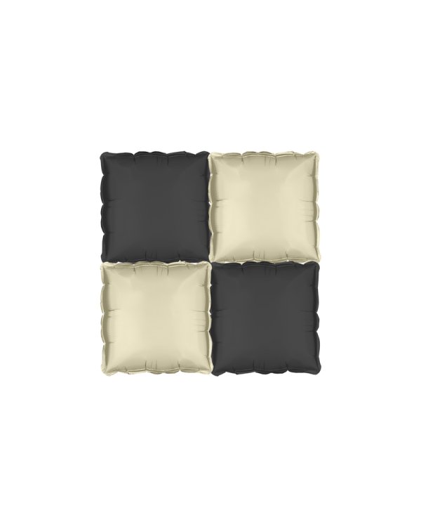 Foil balloon curtain double-sided Square, black-beige, 35 x 35 cm (1 pkt / 4 pc.)