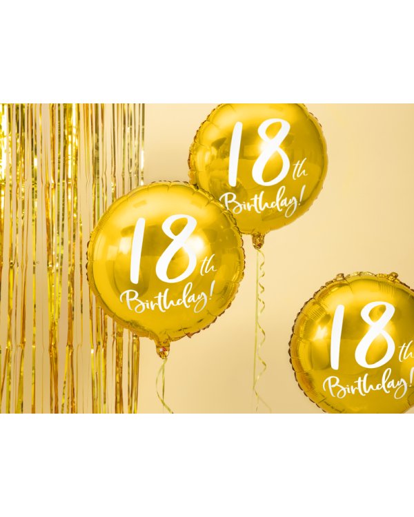 Foil Balloon 18th Birthday, gold, 45 cm