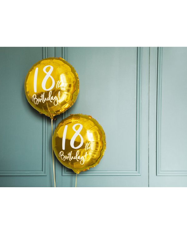 Foil Balloon 18th Birthday, gold, 45 cm