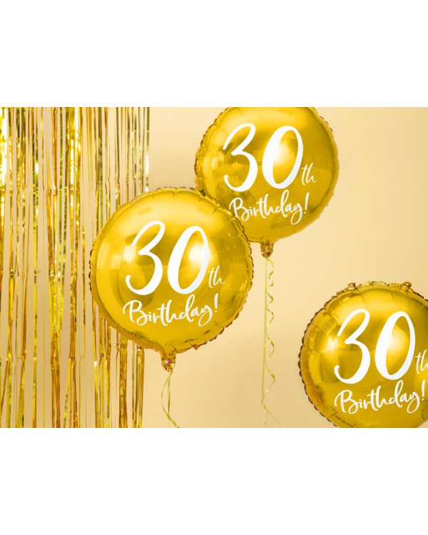 Foil Balloon 30th Birthday, gold, 45 cm