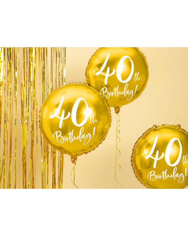 Foil Balloon 40th Birthday, gold, 45 cm