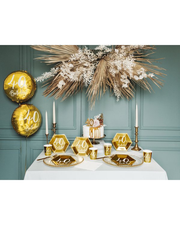 Foil Balloon 40th Birthday, gold, 45 cm