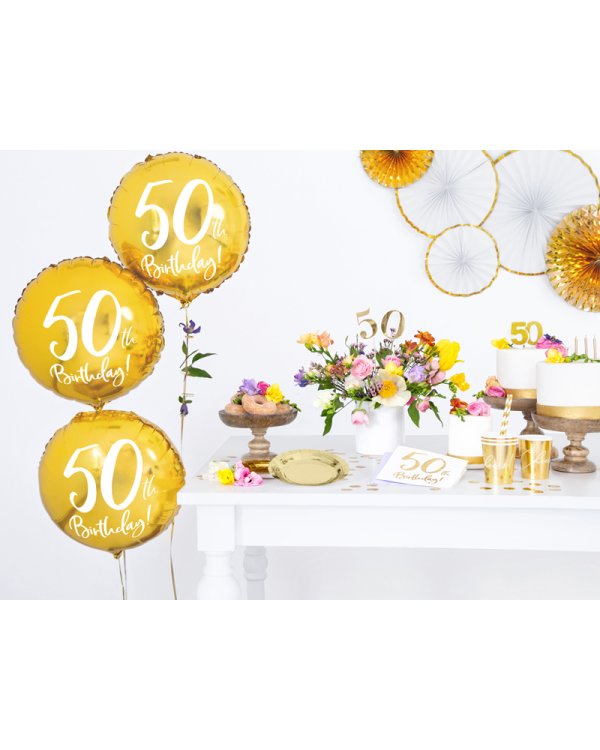 Foil Balloon 50th Birthday, gold, 45 cm
