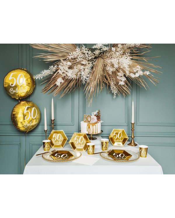 Foil Balloon 50th Birthday, gold, 45 cm