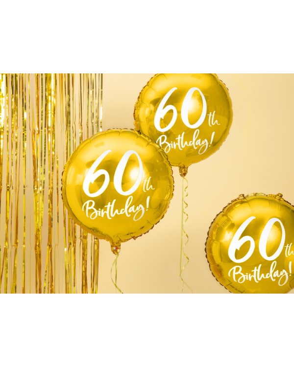 Foil Balloon 60th Birthday, gold, 45 cm