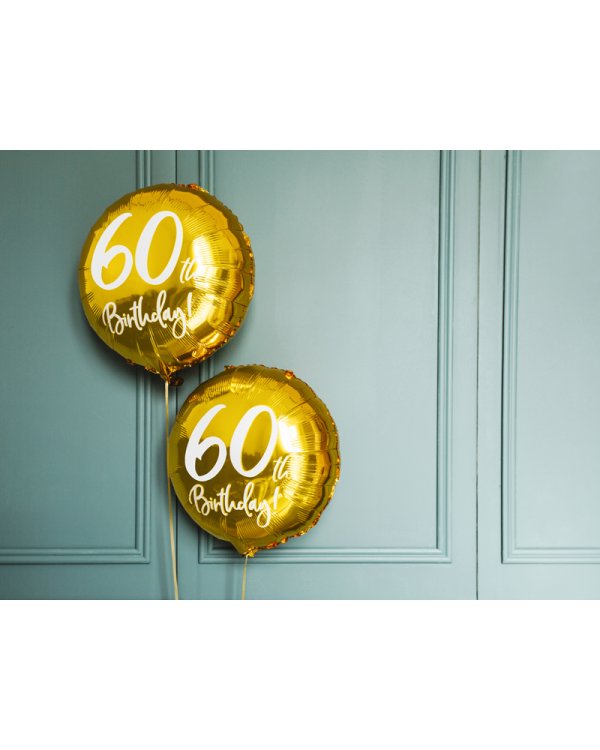 Foil Balloon 60th Birthday, gold, 45 cm
