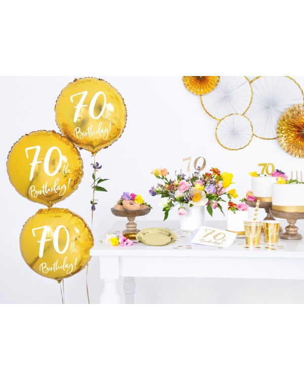 Foil Balloon 70th Birthday, gold, 45cm