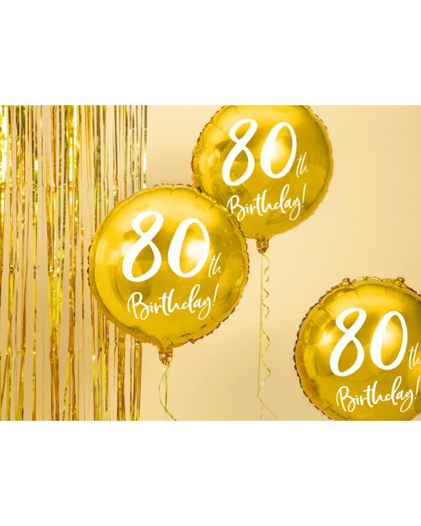 Foil Balloon 80th Birthday, gold, 45cm