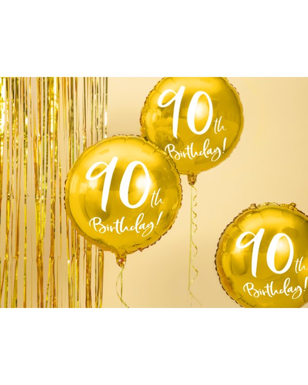 Foil Balloon 90th Birthday, gold, 45cm