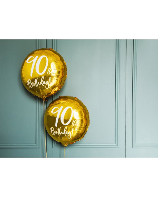 Foil Balloon 90th Birthday, gold, 45cm