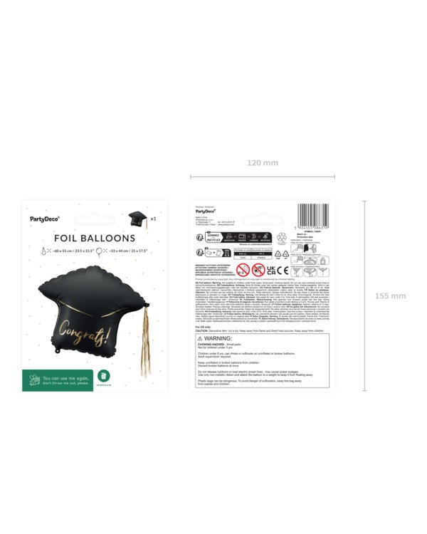 Foil Balloon Cap ''Congrats!'', 60x55 cm, mix