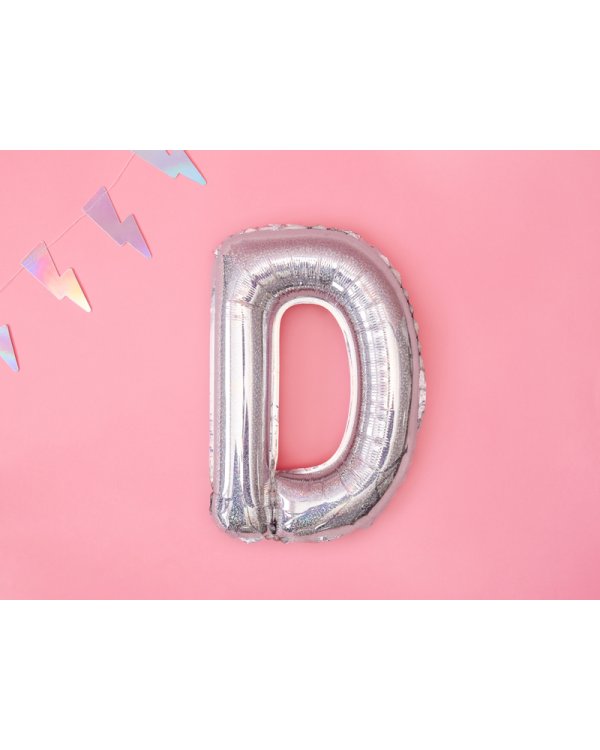 Foil Balloon Letter ''D'', 35cm, holographic