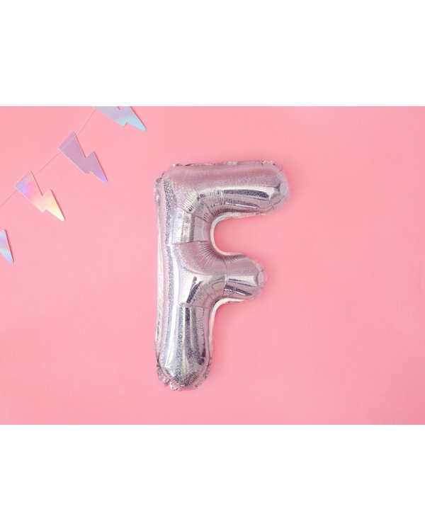 Foil Balloon Letter ''F'', 35cm, holographic