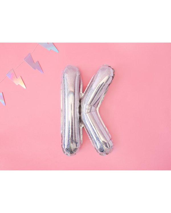 Foil Balloon Letter ''K'', 35cm, holographic