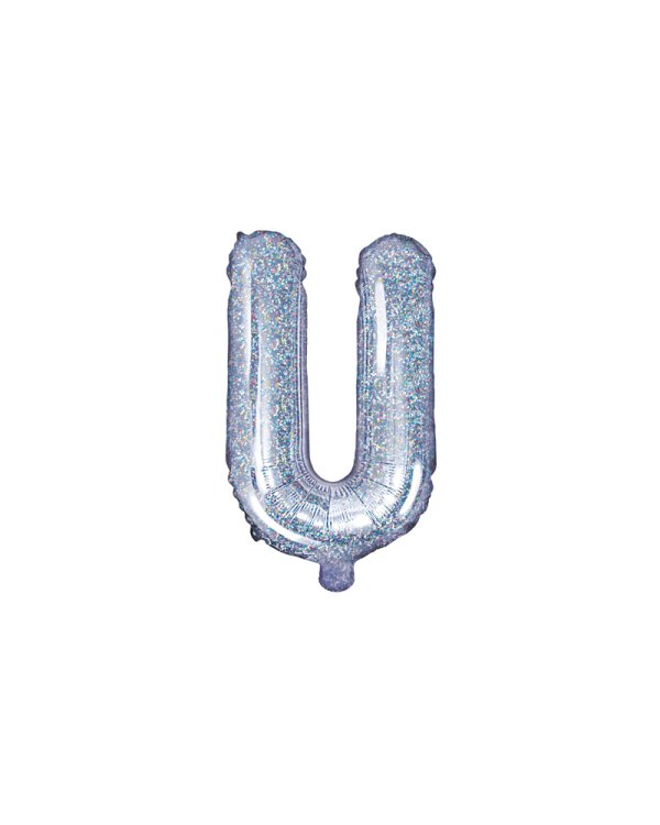 Foil Balloon Letter ''U'', 35cm, holographic