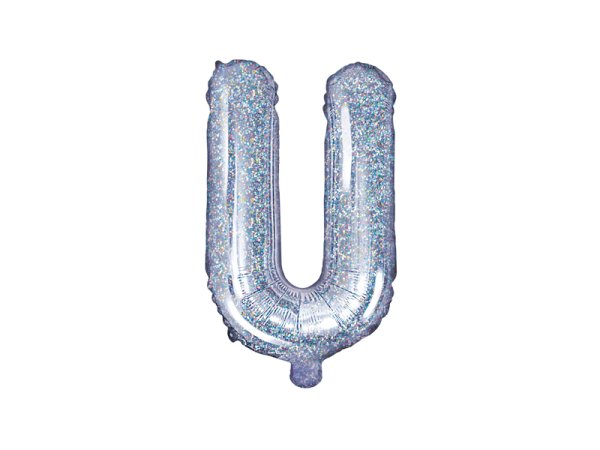 Foil Balloon Letter ''U'', 35cm, holographic