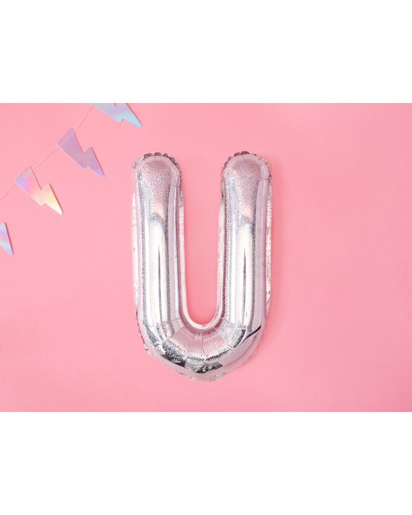 Foil Balloon Letter ''U'', 35cm, holographic