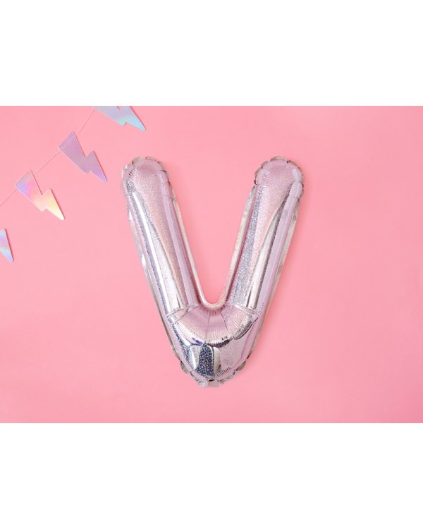Foil Balloon Letter ''V'', 35cm, holographic