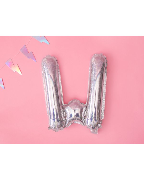 Foil Balloon Letter ''W'', 35cm, holographic
