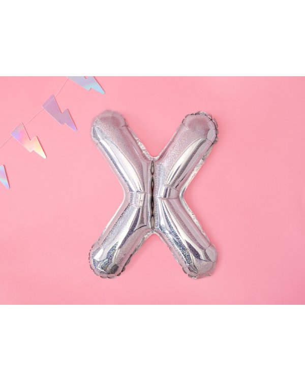 Foil Balloon Letter ''X'', 35cm, holographic
