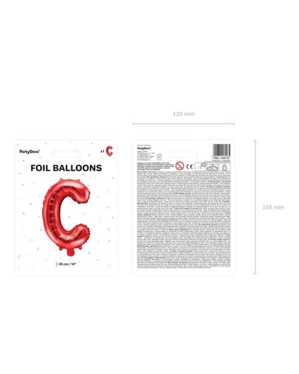 Foil Balloon Letter ''C'', 35cm, red