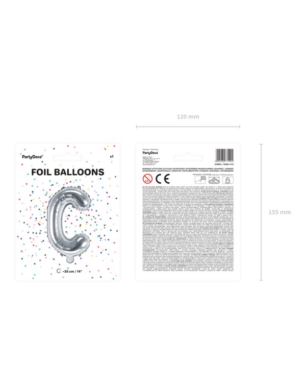 Foil Balloon Letter ''C'', 35cm, silver