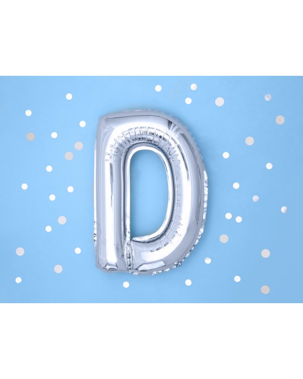 Foil Balloon Letter ''D'', 35cm, silver