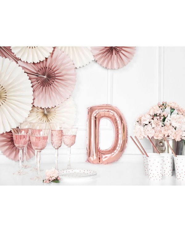 Foil Balloon Letter ''D'', 35cm, rose gold