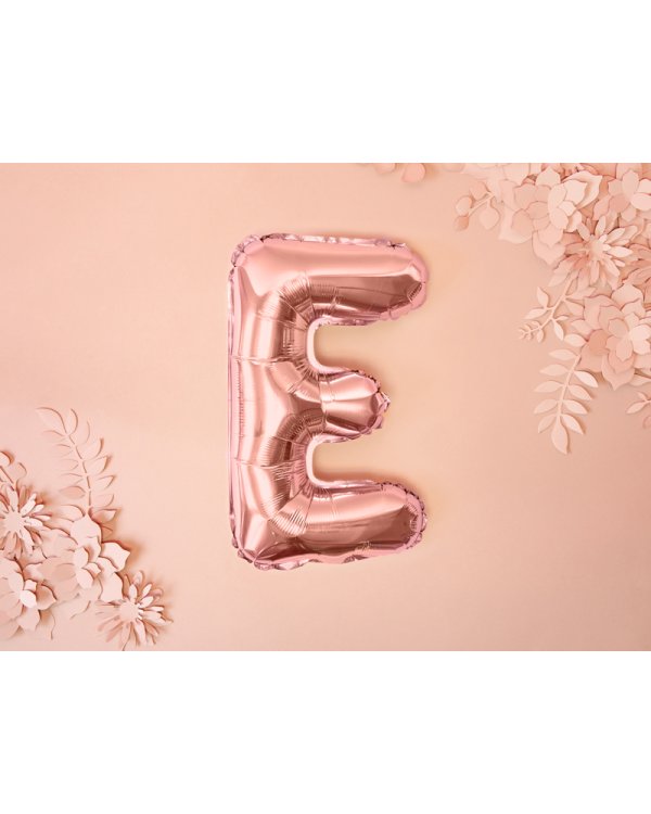 Foil Balloon Letter ''E'', 35cm, rose gold