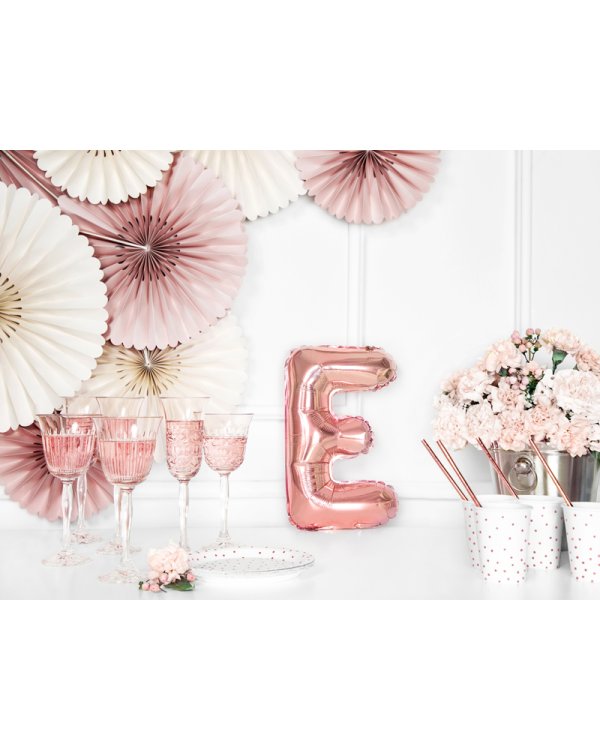 Foil Balloon Letter ''E'', 35cm, rose gold