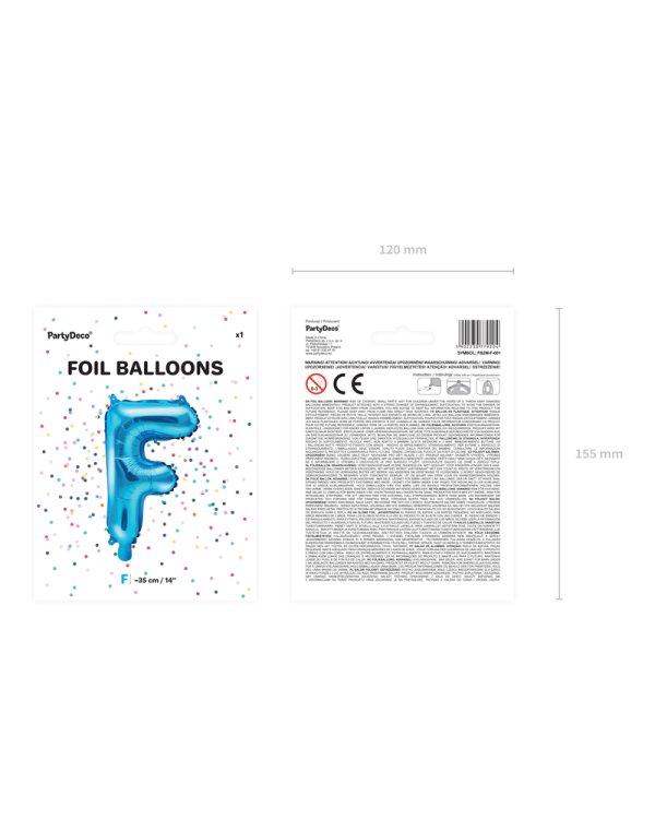 Foil Balloon Letter ''F'', 35cm, blue
