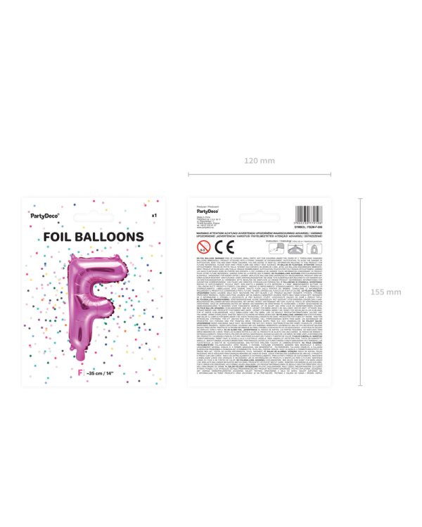 Foil Balloon Letter ''F'', 35cm, dark pink