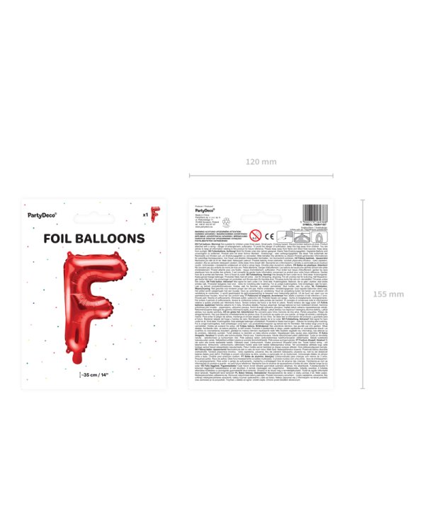 Foil Balloon Letter ''F'', 35cm, red