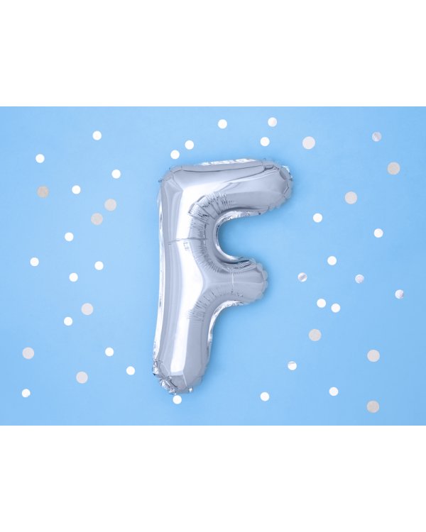 Foil Balloon Letter ''F'', 35cm, silver